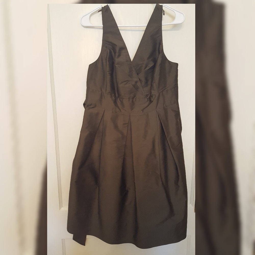 Talbots Olive green silk party dress a-line 14P